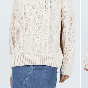 Princess Polly Cream Crew Neck Cable Knit Sweater